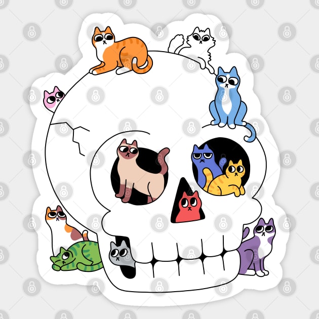 Skull is Full of Cats Sticker by obinsun